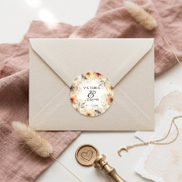 Adesivo Casamento Floral de Outono com Aquarela Terracota 