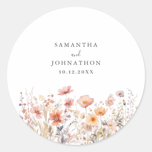 Adesivo Casamento Floral de Peach Wildflower (Frente)