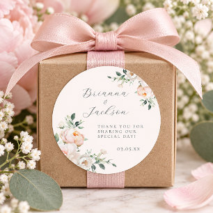 Adesivo Casamento Floral de Peônia Rosa Bege Elegante