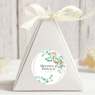 Adesivo Casamento Floral de Pêssego com Folhagem de Eucali