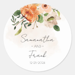 Adesivo Casamento Floral de Pêssego Personalizado