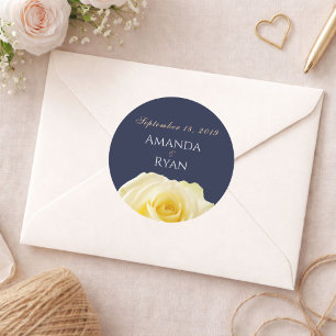 Adesivo Casamento Floral de Rosa Amarela Azul Moderna