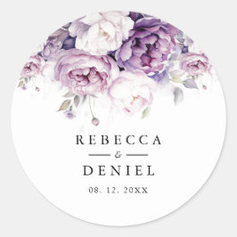 Adesivo Casamento Floral de Rosa de Água Púrpura Elegante