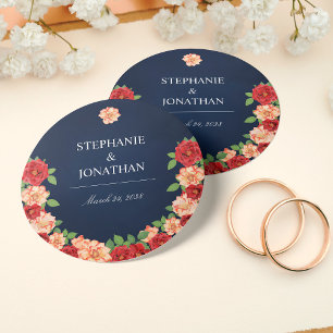 Adesivo Casamento Floral de Rosa Laranja marinho Azul-Verm