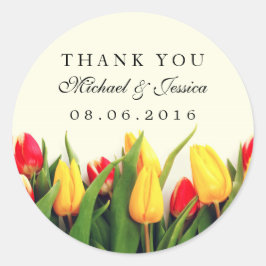 Adesivo Casamento Floral De Tulipas Coloridas Obrigado Sti
