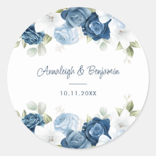 Adesivo Casamento Floral de Verdura Azul Empoeirado Roteir
