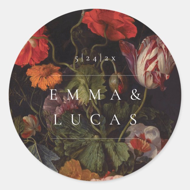 Adesivo casamento floral de vintage moderno (Frente)