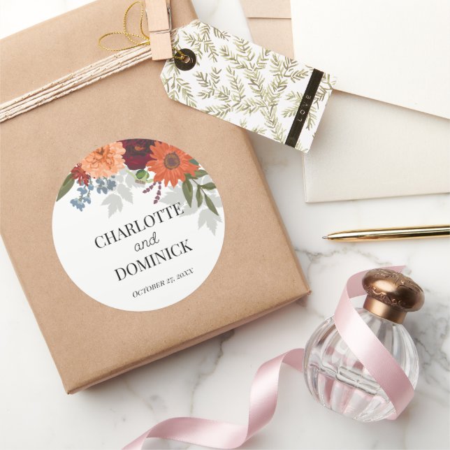 Adesivo Casamento Floral do Jardim de Queda Burgundy (Presentear)