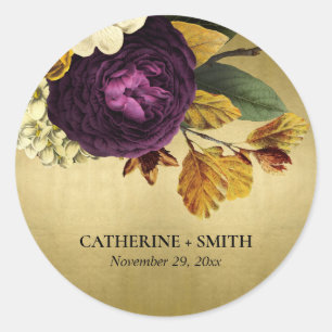 ADESIVO CASAMENTO FLORAL DO RETRO DE VINTAGEM DOURADA