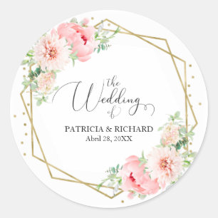 Adesivo Casamento Floral Dourado Elegante