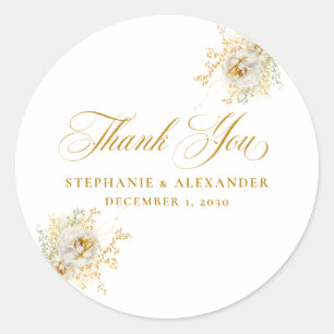 Adesivo Casamento Floral Dourado Elegante