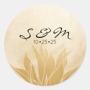 Adesivo Casamento Floral Dourado Personalizado