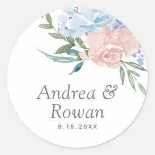 Adesivo Casamento Floral Dusty Blue e Rosa