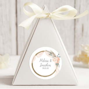 Adesivo Casamento Floral Elegante Boho Rosa Moderno