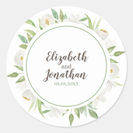 Adesivo Casamento floral elegante da aguarela branca &
