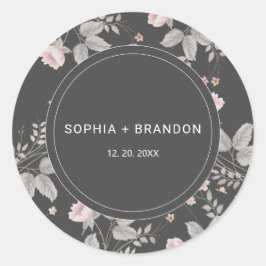 Adesivo Casamento Floral Elegante De Cinzas Rosa E Escura