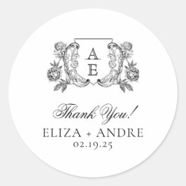 Adesivo Casamento Floral Elegante de Pequim Branca e Preto