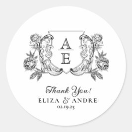 Adesivo Casamento Floral Elegante de Pequim Branca e Preto