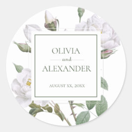 Adesivo Casamento Floral Elegante de Rosas Brancas