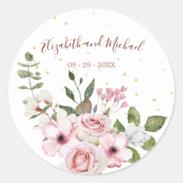 Adesivo Casamento Floral Elegante De Rosas Rosa