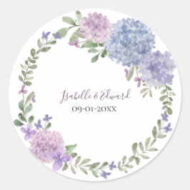 Adesivo Casamento Floral em Aquarela Lilás Elegante Azul D