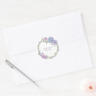 Adesivo Casamento Floral em Aquarela Lilás Elegante Azul D