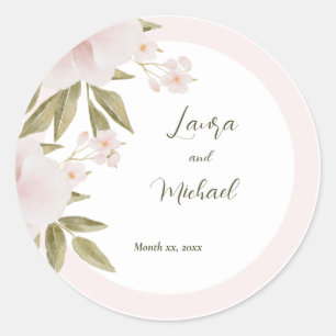Adesivo Casamento Floral em Aquarela Rosa Cor-de-Rosa Eleg