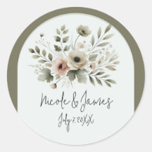 Casamento Floral em Aquarela Verde Oliva Caqui