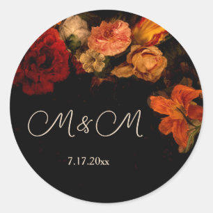 Adesivo Casamento Floral Escuro de Arte Fina Vintage