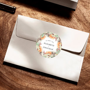 Adesivo Casamento Floral Eucalipto Laranja Rosas Botânicas