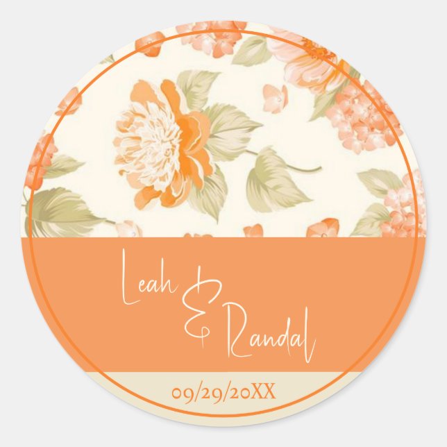 Adesivo Casamento Floral Laranja (Frente)