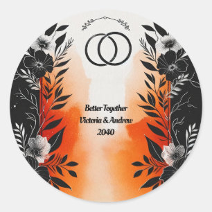 Adesivo Casamento Floral Laranja Negro Laranja Dramático