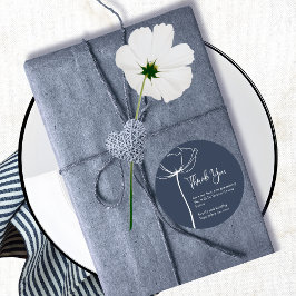 Adesivo Casamento Floral Mínimo Branca marinho Obrigado