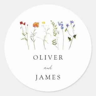 Adesivo Casamento Floral Mínimo de Orgulho gay LGBTQ de Fl