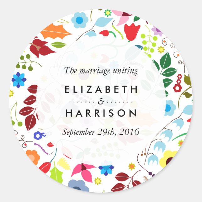 Adesivo Casamento Floral Modern Boho Chic (Frente)