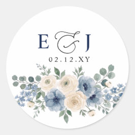 Adesivo Casamento Floral Moderno Azul Poente Bege Rosa