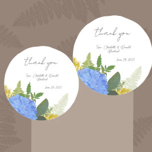 Adesivo Casamento Floral Moderno Hydrangea Azul Obrigado
