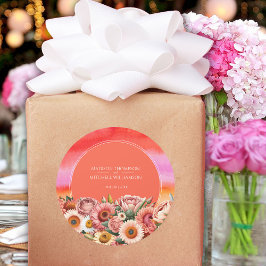 Adesivo Casamento Floral Moderno Laranja Laranja-Cor-de-So