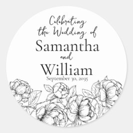 Adesivo Casamento Floral Moderno Minimalista Branco Negro