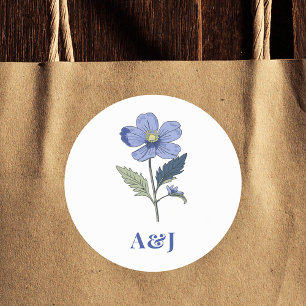 Adesivo Casamento Floral Moderno Periwinkle Blue