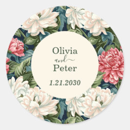 Adesivo Casamento Floral Moderno Rosa e Branco