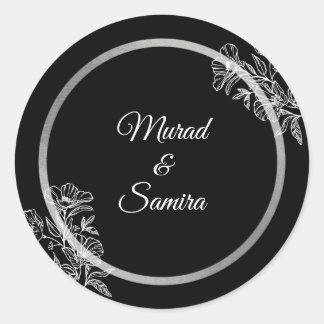 Adesivo Casamento Floral Negro Elegante