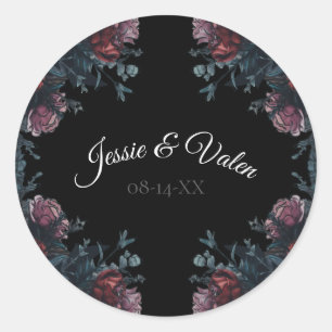 Adesivo Casamento Floral Negro Elegante Negro Gótico
