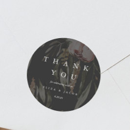 Adesivo Casamento Floral Negro Elegante Obrigado