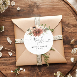 Adesivo Casamento Floral Neutral Boho Obrigado