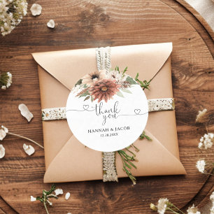 Adesivo Casamento Floral Neutral Boho Obrigado