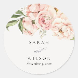Adesivo Casamento Floral Pastel Soft Blush Peony Peach