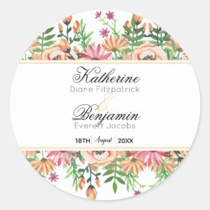 Adesivo Casamento Floral Peach