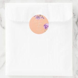 Adesivo Casamento Floral Peach Fuzz e Lilac Watercolor