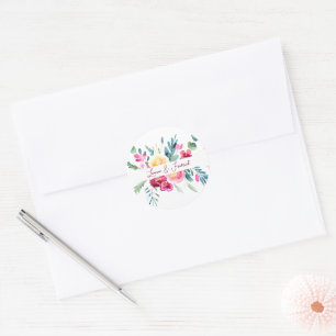 Adesivo Casamento floral personalizado em aquarela rosa e